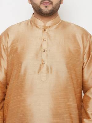 Men's rose gold and maroon silk blend kurta and dhoti set 4