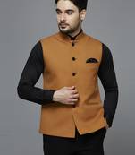 tan solid nehru jacket