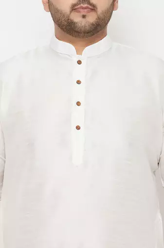 Men's white and maroon silk blend kurta and dhoti set