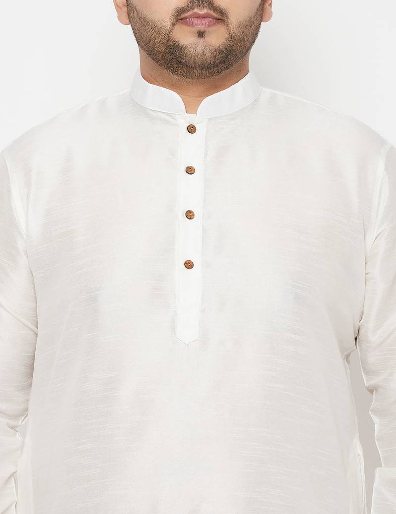 Men's white and maroon silk blend kurta and dhoti set
