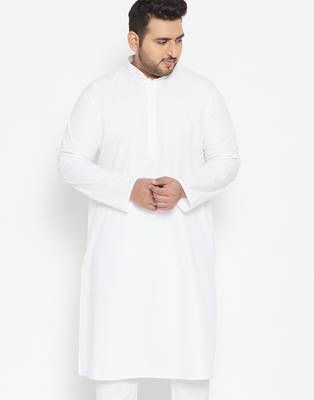 Men's white silk blend kurta 1