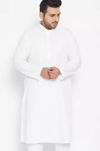 Men's white silk blend kurta