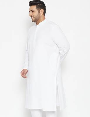 Men's white silk blend kurta 2