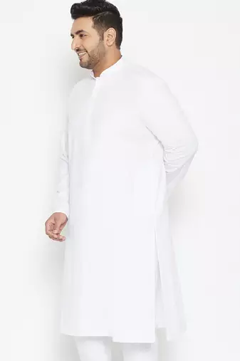 Men's white silk blend kurta