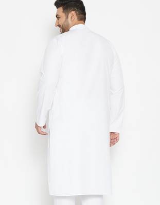Men's white silk blend kurta 3