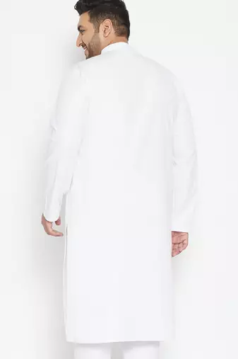 Men's white silk blend kurta