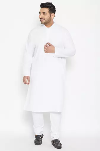 Men's white silk blend kurta