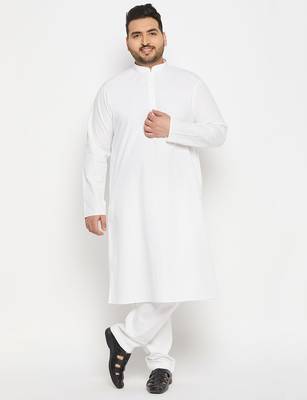 Men's white pure cotton kurta pyjama set 1