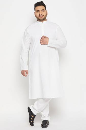 Men's white pure cotton kurta pyjama set