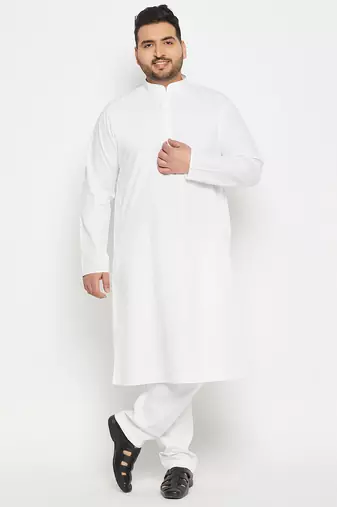 Men's white pure cotton kurta pyjama set