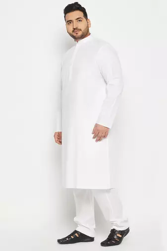 Men's white pure cotton kurta pyjama set
