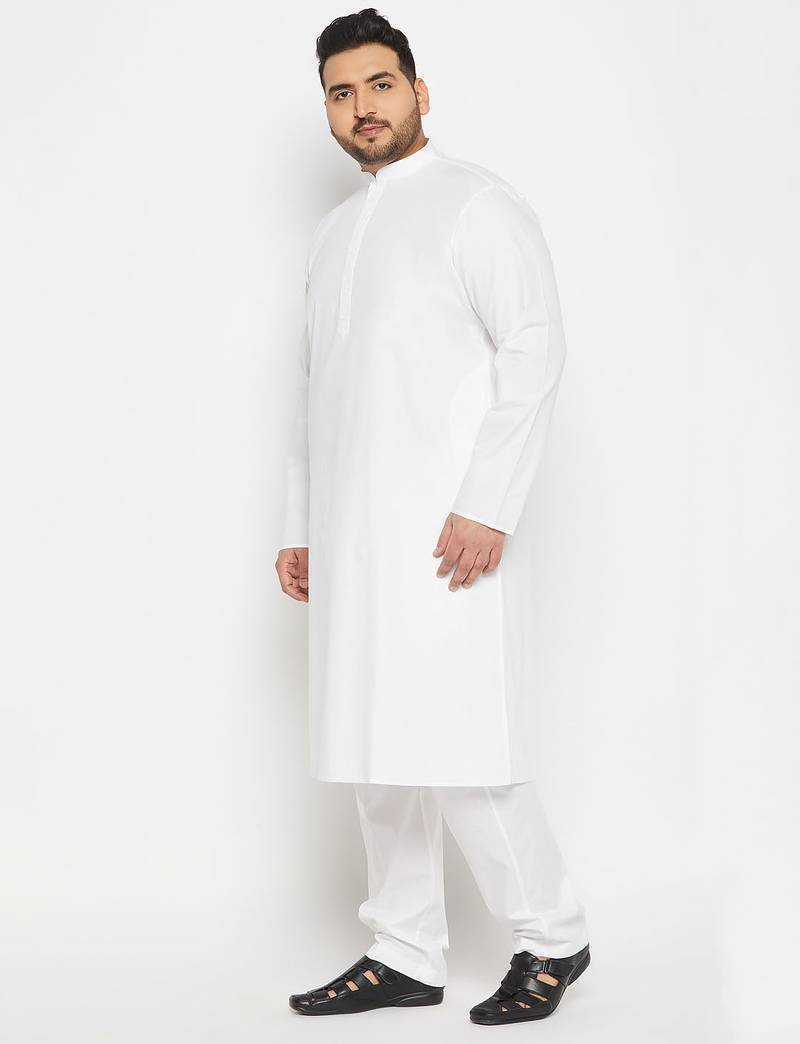 Men's white pure cotton kurta pyjama set