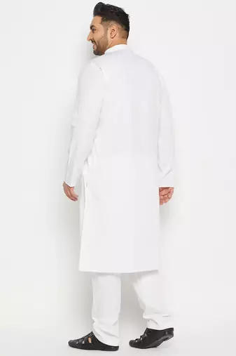 Men's white pure cotton kurta pyjama set