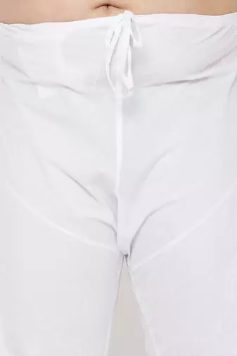 Men's white cotton blend kurta pyjama set