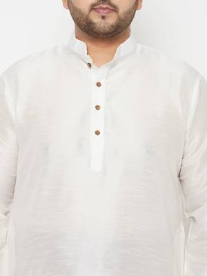 Men's white and maroon silk blend kurta and dhoti set 4