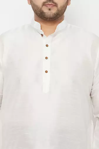 Men's white and maroon silk blend kurta and dhoti set