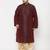 Men's wine and gold silk blend kurta and dhoti set