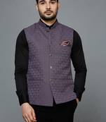 lavender ethnic motif jacquard nehru jacket