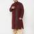 Men's wine and gold silk blend kurta and dhoti set