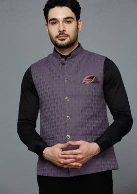 lavender ethnic motif jacquard nehru jacket 3