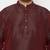 Men's wine and gold silk blend kurta and dhoti set