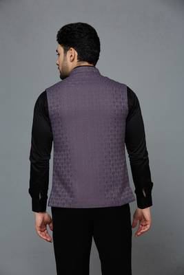 lavender ethnic motif jacquard nehru jacket 4