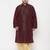 Men's wine and gold silk blend kurta and dhoti set