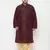Men's wine and gold silk blend kurta and dhoti set