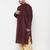 Men's wine and gold silk blend kurta and dhoti set