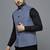 Men greyish blue ethnic motif jacquard nehru jacket