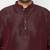 Men's wine and gold silk blend kurta and dhoti set