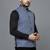 Men greyish blue ethnic motif jacquard nehru jacket