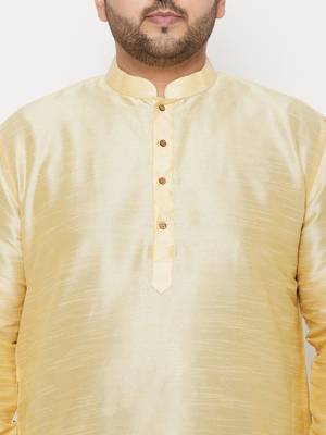 Men's gold and navy blue silk blend kurta and dhoti set 4