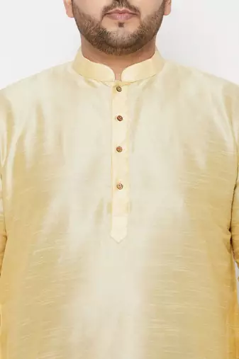 Men's gold and navy blue silk blend kurta and dhoti set