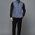 Men greyish blue ethnic motif jacquard nehru jacket