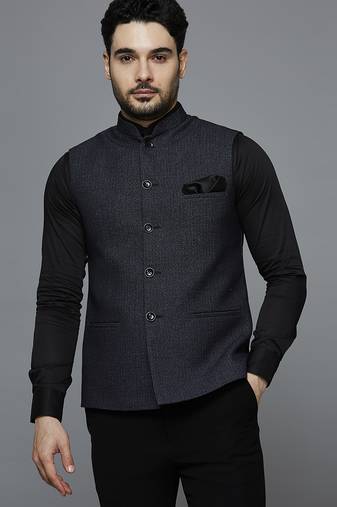 charcoal grey nehru jacket
