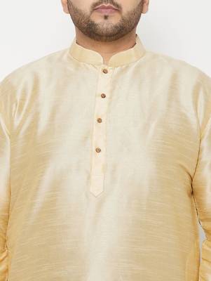 Men's gold and maroon silk blend kurta and dhoti set 4