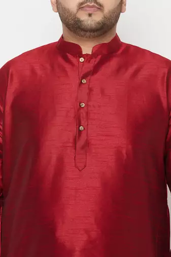Men's maroon and gold silk blend kurta and dhoti set