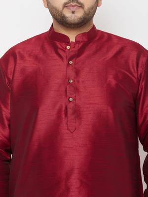 Men's maroon and gold silk blend kurta and dhoti set 4