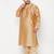 Men's rose gold and gold silk blend kurta and dhoti set