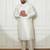 Men's cream silk blend kurta pyjama set