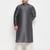 Men's steel and cream silk blend kurta pyjama set