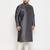 Men's steel and cream silk blend kurta pyjama set