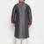Men's steel and cream silk blend kurta pyjama set