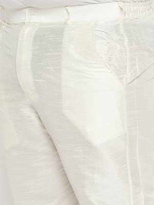 Men's steel and cream silk blend kurta pyjama set 5
