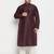 Men's wine and cream silk blend kurta pyjama set