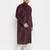 Men's wine and cream silk blend kurta pyjama set