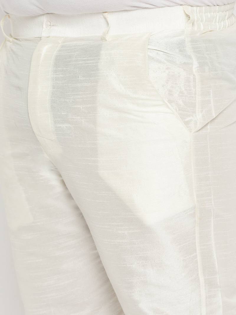 Men's wine and cream silk blend kurta pyjama set