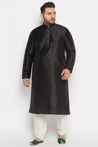 Men's cream silk blend kurta pyjama set