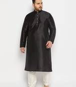 Men's cream silk blend kurta pyjama set